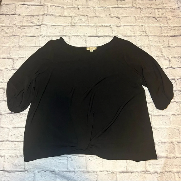 MISIA Curvy Black Knot Front Top 3/4 Sleeve Blouse Plus‎ Size 2X - Picture 1 of 8